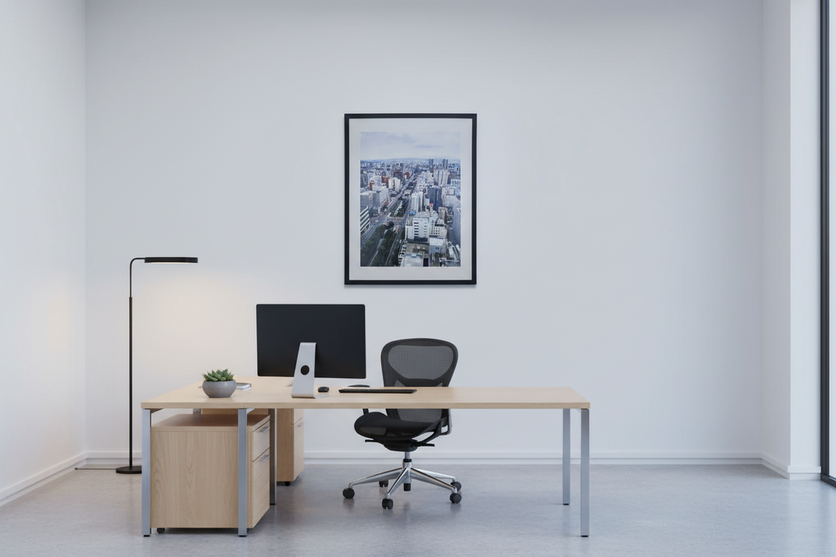 Sapporo cityscape print in office